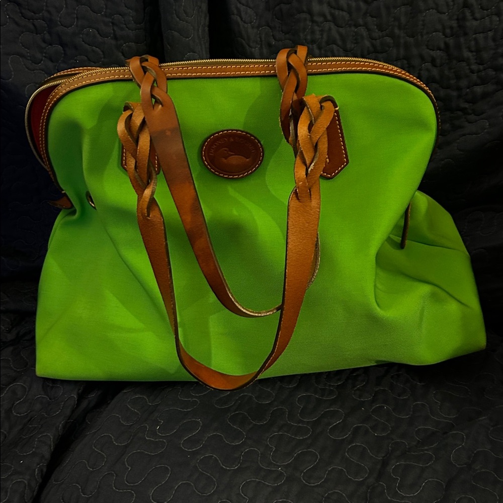 Dooney & Bourke Green Tote with Brown Braided Handles